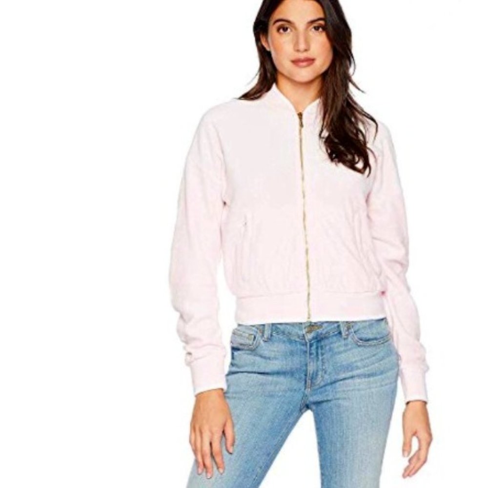 NWT Juicy Couture Black Label Pink Velour Jacket XS